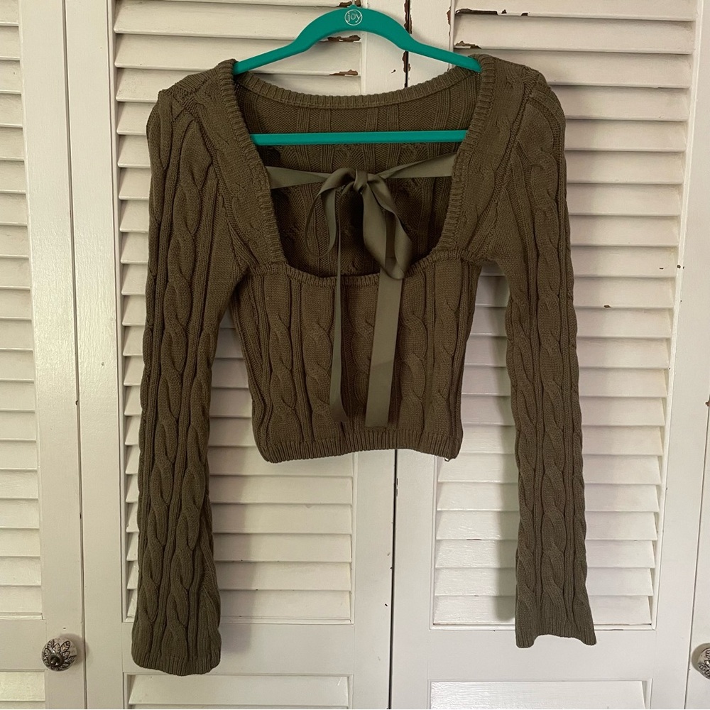 Cider Sage Green Knit Sweater